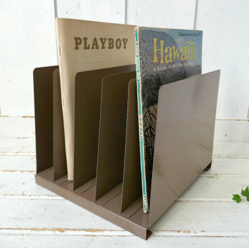 HUNTLIT-NING 工業系 ライトブラウン メタル製 ヴィンテージ 書類スタンド ファイルスタンド ブックスタンド USA