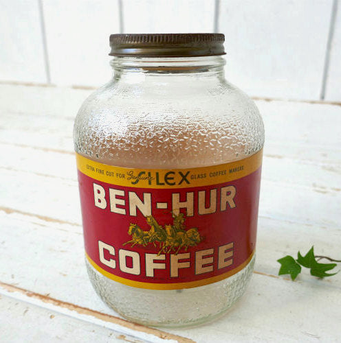 BEN-HUR COFFEE ベンハー コーヒー 40's ヴィンテージ コーヒージャー OLD ガラスジャー ガラス容器 ガラス瓶 USA