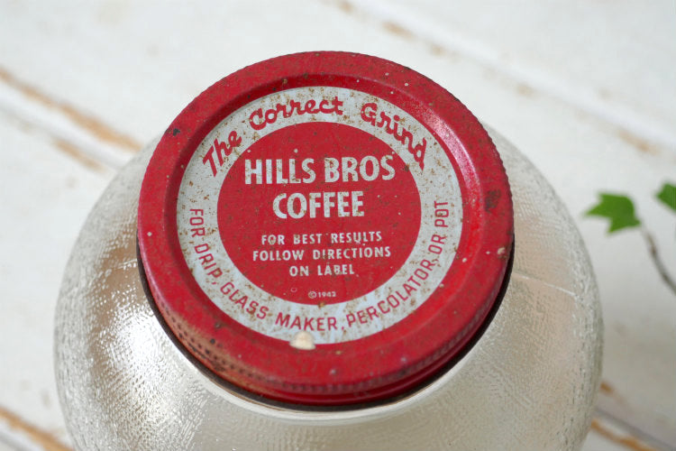 HILLS BROS COFFEE ヒルスコーヒー 40's ヴィンテージ コーヒージャー OLD ガラスジャー ガラス容器 ガラス瓶 USA