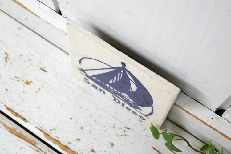 San Diego サンディエゴ ヨット セラミック製 ヴィンテージ タイル コースター スーベニア品 カリフォルニア　建材