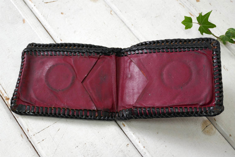 花柄 バラ ローズ レザー製 ヴィンテージ 財布 ウォレット 二つ折り財布 レザー小物 革