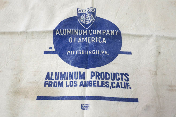 ALCOA カリフォルニア CALIF Los Angeles アルミニウム会社 大きな ヴィンテージ 布袋 サック 袋