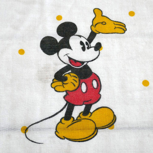 ミッキーマウス ディズニー イエロー 水玉 ヴィンテージ ユーズドシーツ ボックスシーツ