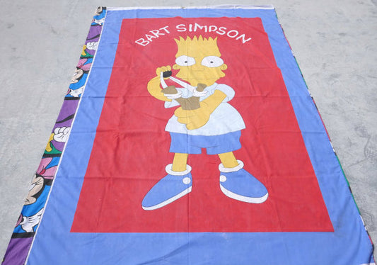 シンプソンズ×ミッキー&フレンズ 2パターン フラットシーツ2枚製 ヴィンテージ 布団カバー リメイク USA