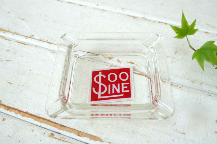 Soo Line スーライン 鉄道 ＄ ガラス製 アドバタイジング ヴィンテージ 灰皿 アシュトレイ USA