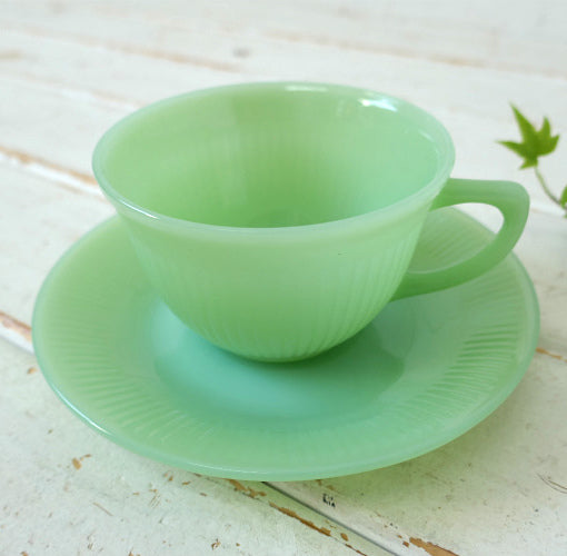 Fire King ファイヤーキング ジェダイ ジェード ヴィンテージ ジェーンレイ カップ&ソーサー 食器 美品