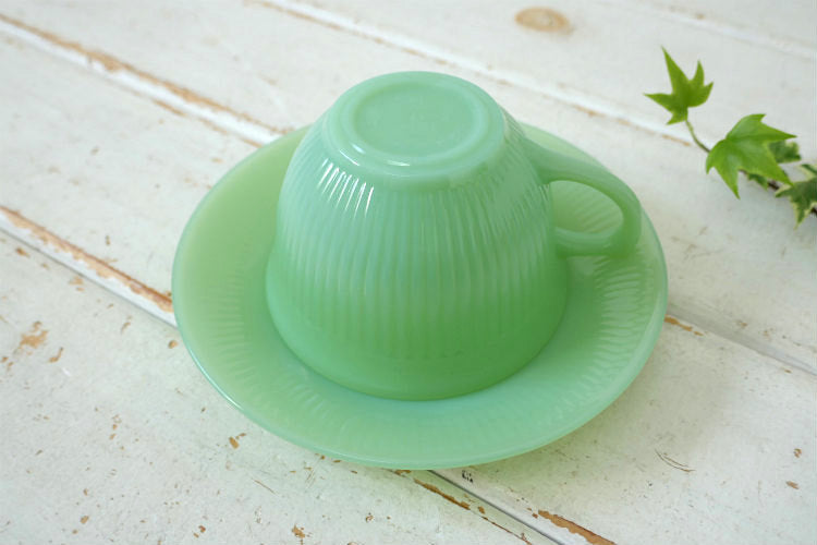 Fire King ファイヤーキング ジェダイ ジェード ヴィンテージ ジェーンレイ カップ&ソーサー 食器 美品