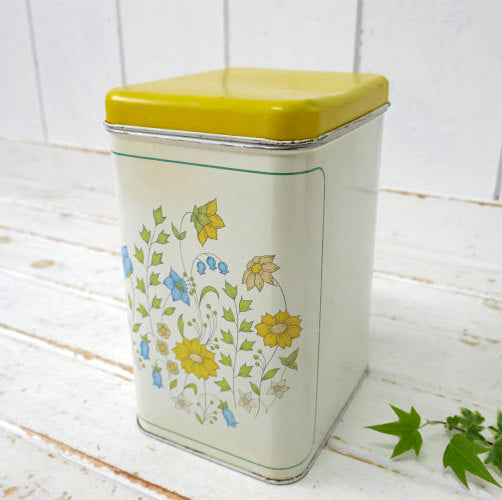 CHEINCO 花柄 フラワー ティン製 70's ヴィンテージ キャニスター ティン缶 ブリキ缶 USA ④